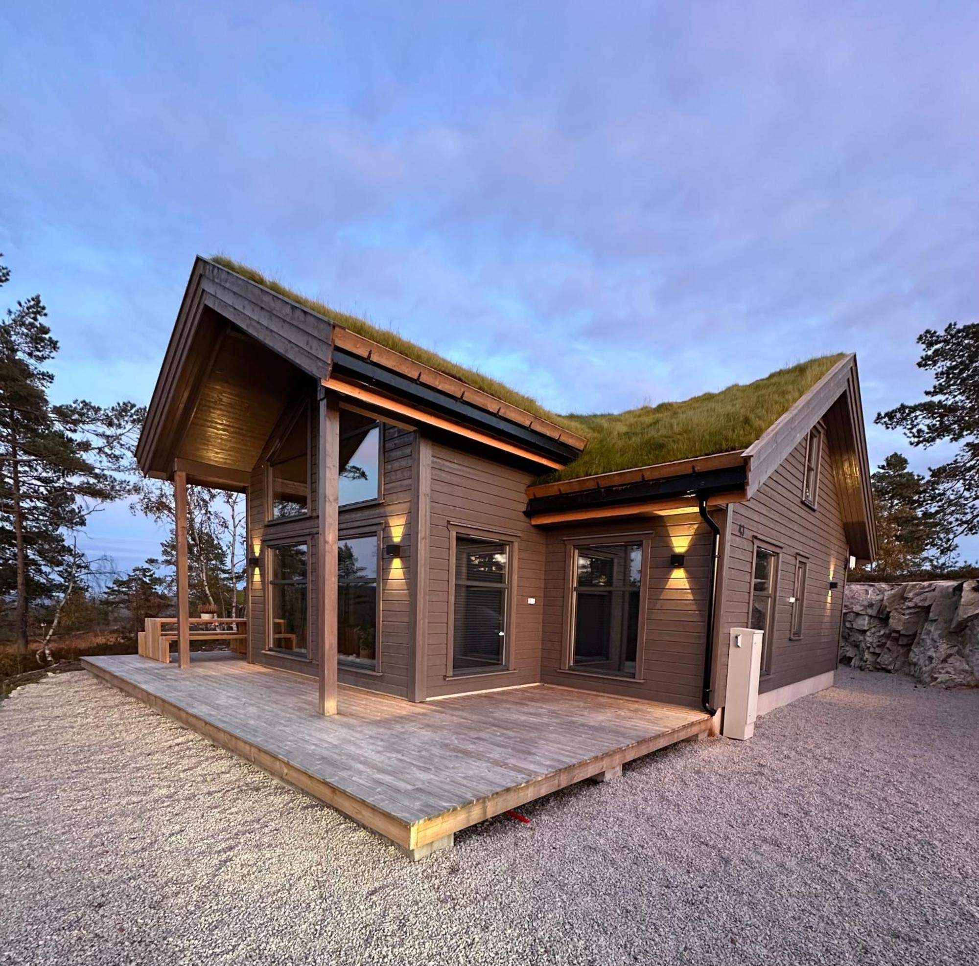 Modern Northern Lights Cabin Drangedal Екстериор снимка